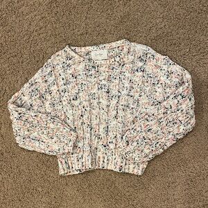 Jessica Simpson Slightly Cropped White and Colorful Sweater